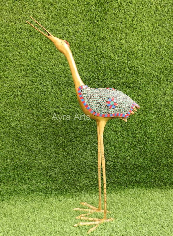 Brass Pair of Decorative Sarus Crane Set with Stone work - 31 Inch Height Brass Pair of Decorative Sarus Crane Set with Stone work - 31 Inch Height