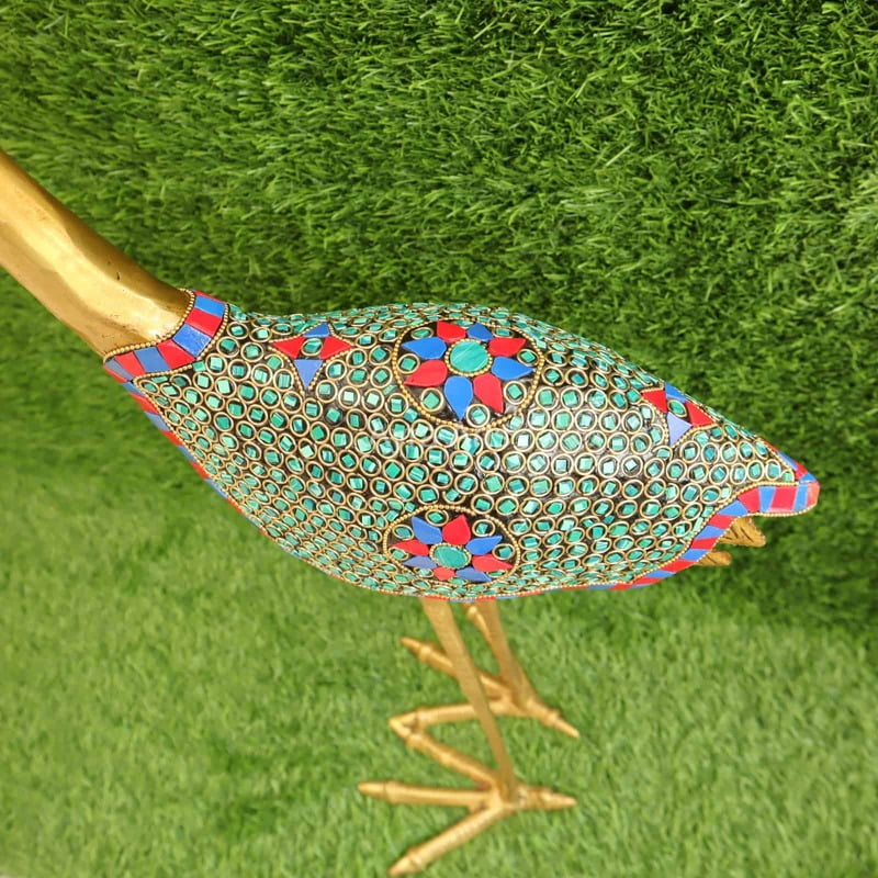 Brass Pair of Decorative Sarus Crane Set with Stone work - 31 Inch Height Brass Pair of Decorative Sarus Crane Set with Stone work - 31 Inch Height