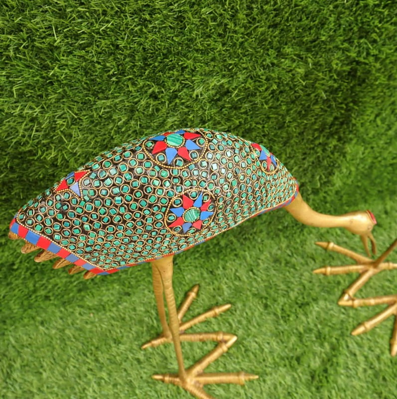 Brass Pair of Decorative Sarus Crane Set with Stone work - 31 Inch Height Brass Pair of Decorative Sarus Crane Set with Stone work - 31 Inch Height