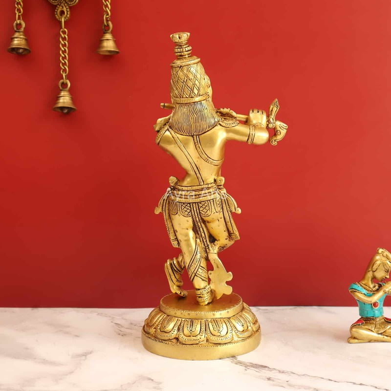 Radiant Krishna in Brass - 13 Inch Height Radiant Krishna in Brass - 13 Inch Height