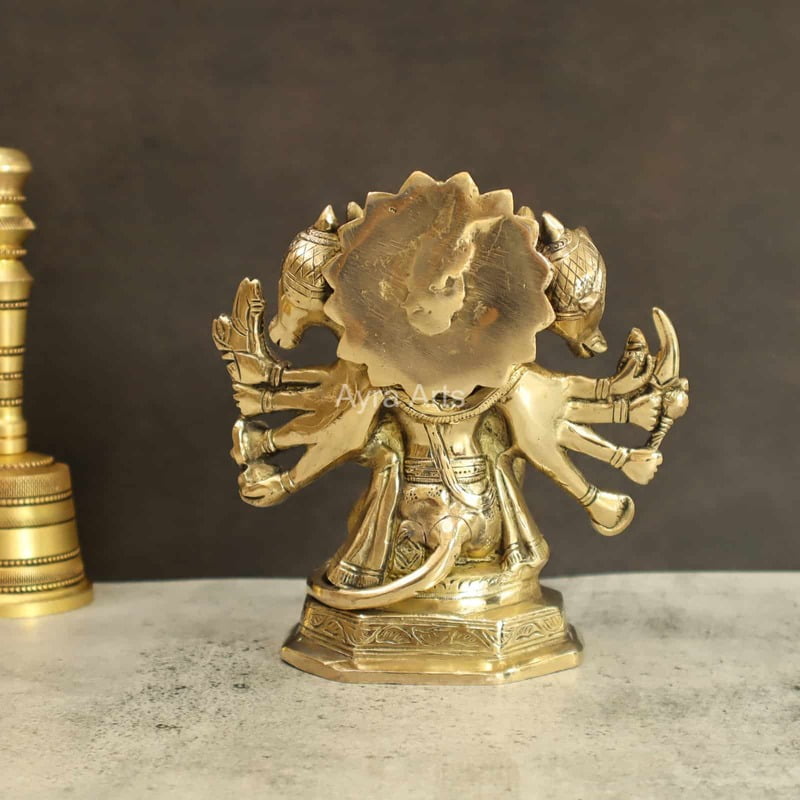 Sacred Brass Pancha Mukha Hanuman - 7 inches Sacred Brass Pancha Mukha Hanuman - 7 inches