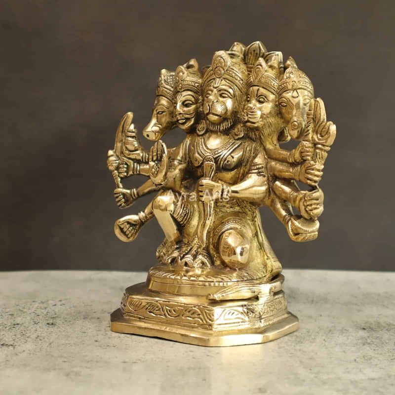 Sacred Brass Pancha Mukha Hanuman - 7 inches Sacred Brass Pancha Mukha Hanuman - 7 inches