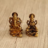 Premium Light Weight Lakshmi Ganesh Idols Pair - 1 Inch Height
