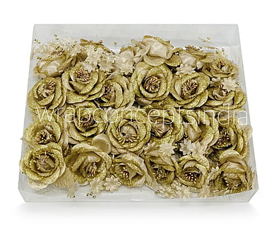2 Rose Glitter Bunch - Gold/White 2 Rose Glitter Bunch - Gold/White
