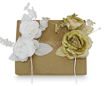 2 Rose Glitter Bunch - Gold/White 2 Rose Glitter Bunch - Gold/White