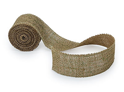 Natural Burlap Ribbon with Green Dots Natural Burlap Ribbon with Green Dots