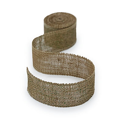 Natural Burlap Ribbon with Green Dots Natural Burlap Ribbon with Green Dots