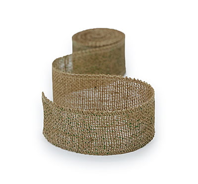 Natural Burlap Ribbon with Green Dots Natural Burlap Ribbon with Green Dots