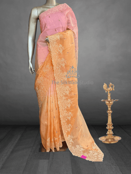 Tamanna – Ombre Shaded Partywear Sarees (Orange - Light Pink)15483