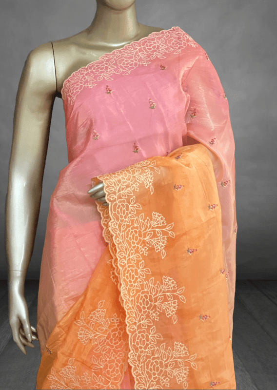 Tamanna – Ombre Shaded Partywear Sarees (Orange - Light Pink)15483