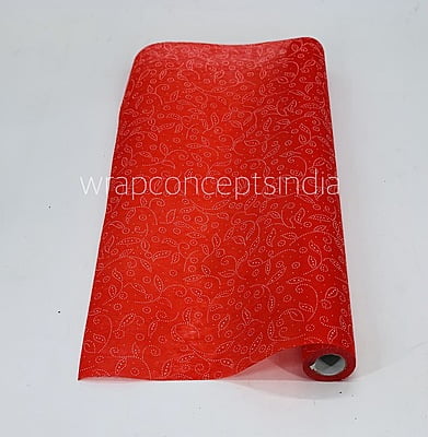 Red with White Leaf Pattern Red with White Leaf Pattern