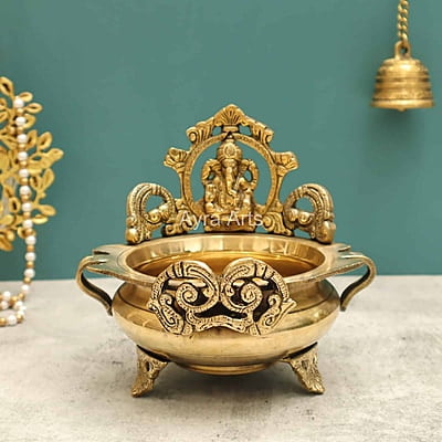 Brass Ganesh Urli - 6.8 inch Height | Decorative Display Piece Brass Ganesh Urli - 6.8 inch Height | Decorative Display Piece