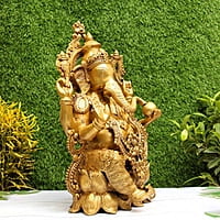 Golden Antique Load Ganesh Idol Sitting on Lotus Kamal Ganesha Statue - 21 inch Height Golden Antique Load Ganesh Idol Sitting on Lotus Kamal Ganesha Statue - 21 inch Height
