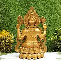 Golden Antique Load Ganesh Idol Sitting on Lotus Kamal Ganesha Statue - 21 inch Height Golden Antique Load Ganesh Idol Sitting on Lotus Kamal Ganesha Statue - 21 inch Height