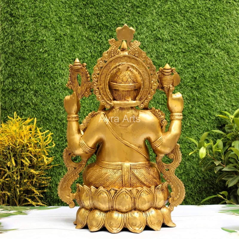 Golden Antique Load Ganesh Idol Sitting on Lotus Kamal Ganesha Statue - 21 inch Height Golden Antique Load Ganesh Idol Sitting on Lotus Kamal Ganesha Statue - 21 inch Height