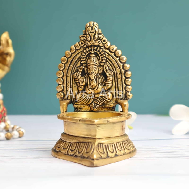 Brass Ganesh Diya 4.5 Inch Height Brass Ganesh Diya 4.5 Inch Height