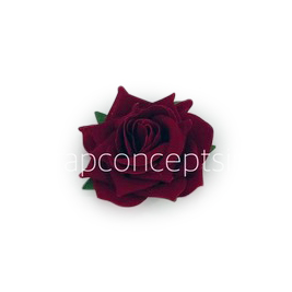 Rose With Leaves - Maroon