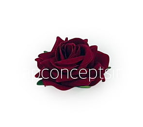 Rose With Leaves - Maroon