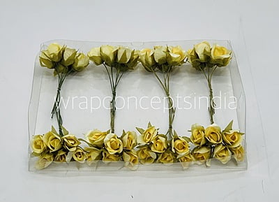 Lemon Yellow Rose Buds on Stick