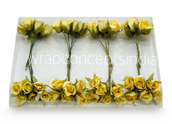 Lemon Yellow Rose Buds on Stick