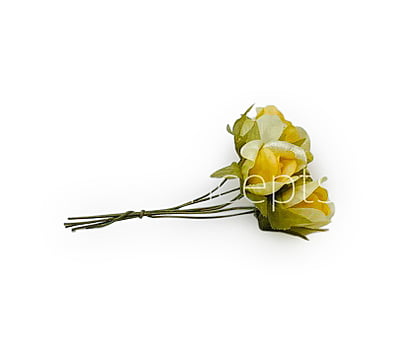 Lemon Yellow Rose Buds on Stick