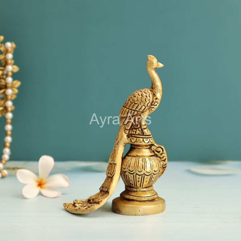 Brass Peacock Decor - 5.8 Inch Height