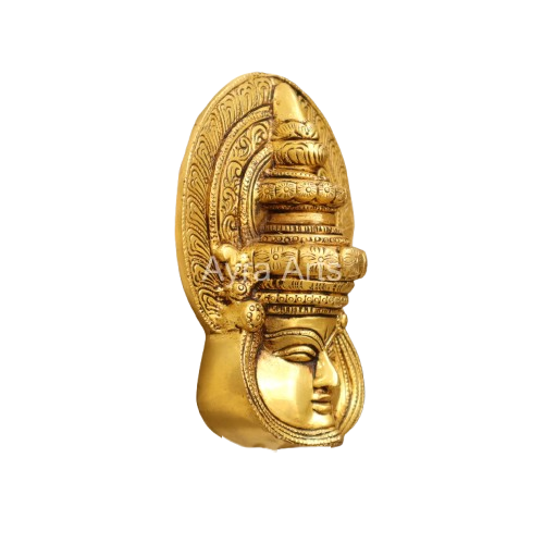 Brass Traditional Kathakali Mask Wall Hanging Head for Home Decor - 5.5 Inch Height