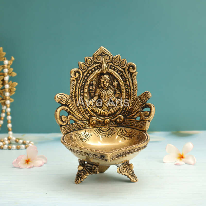 Brass Lakshmi Akhand Diya - 7 inch Height | Decorative Brass Lakshmi Akhand Diya for Rituals - Buy Online Brass Lakshmi Akhand Diya - 7 inch Height | Decorative Brass Lakshmi Akhand Diya for Rituals - Buy Online