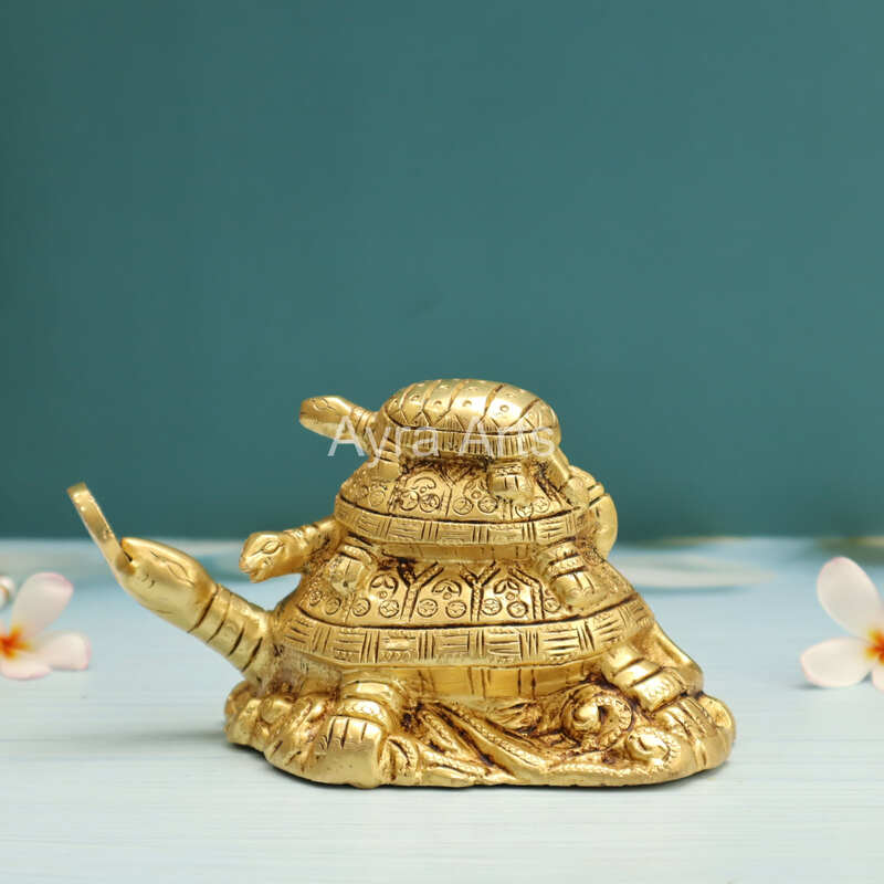 Brass Vastu Feng Shui Three Tiered Turtle Tortoises Family for Health, Wealth and Business - 4 Inch Height Brass Vastu Feng Shui Three Tiered Turtle Tortoises Family for Health, Wealth and Business - 4 Inch Height