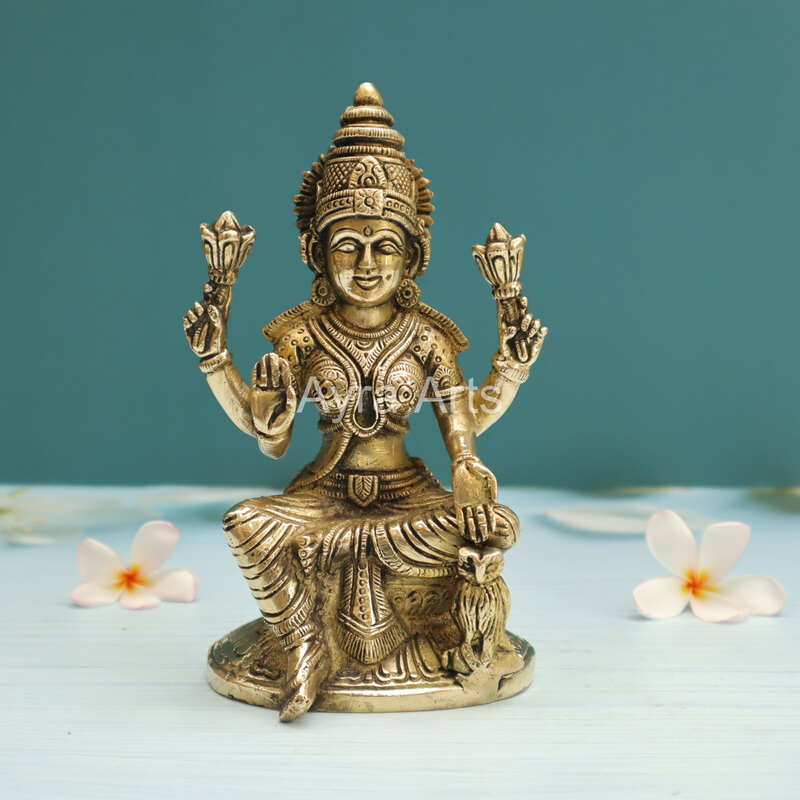 Brass Goddess Lakshmi Devi With Owl- 7 Inch Height Brass Goddess Lakshmi Devi With Owl- 7 Inch Height