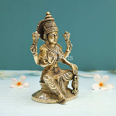 Brass Goddess Lakshmi Devi With Owl- 7 Inch Height Brass Goddess Lakshmi Devi With Owl- 7 Inch Height