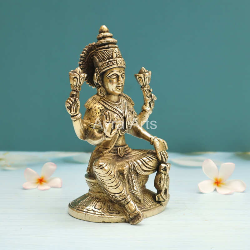 Brass Goddess Lakshmi Devi With Owl- 7 Inch Height Brass Goddess Lakshmi Devi With Owl- 7 Inch Height