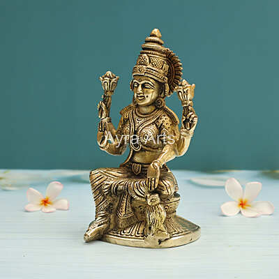 Brass Goddess Lakshmi Devi With Owl- 7 Inch Height Brass Goddess Lakshmi Devi With Owl- 7 Inch Height