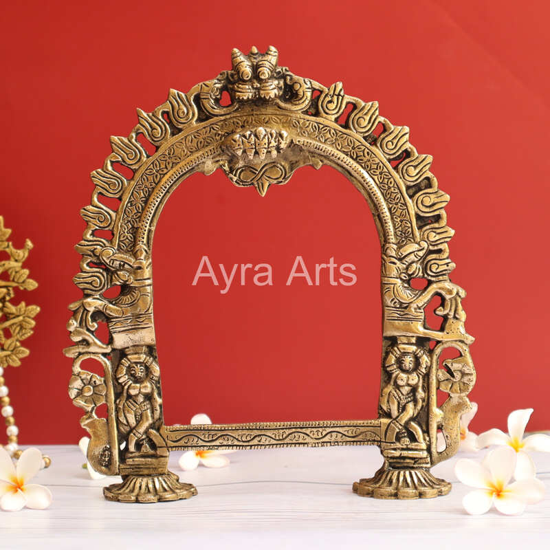 Handmade Brass Prabhavali Frame Arch Decor 3 - 11 Inch Height Handmade Brass Prabhavali Frame Arch Decor 3 - 11 Inch Height