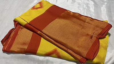 Moss Yellow Diamond Saree - Orange