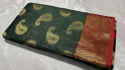 Royal Fancy Silk Saree - Pine Green