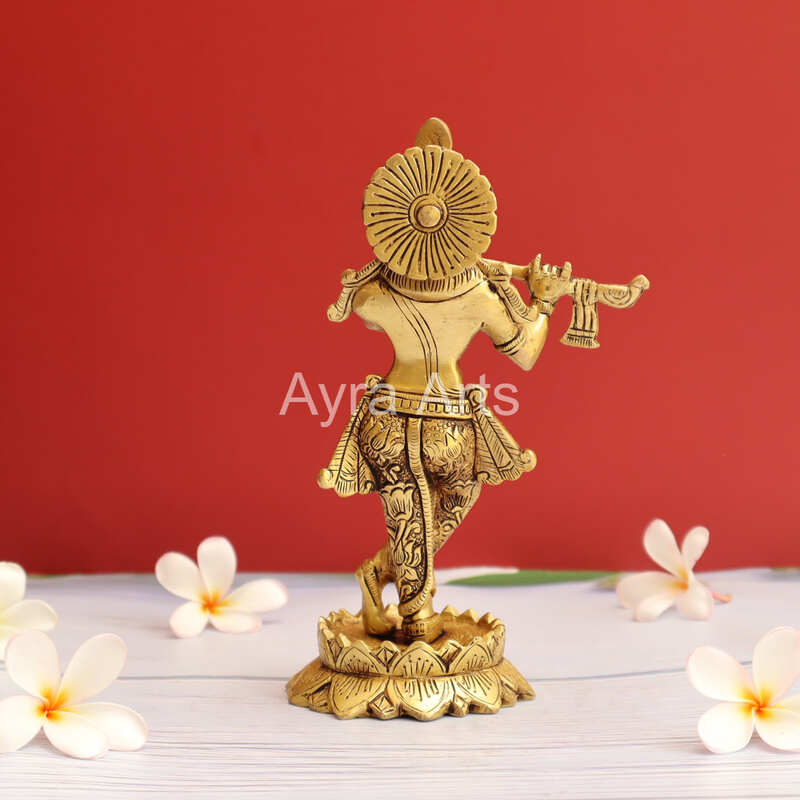 Lord Krishna Playing Flute Brass Statue - 7.8 Inch Height Lord Krishna Playing Flute Brass Statue - 7.8 Inch Height