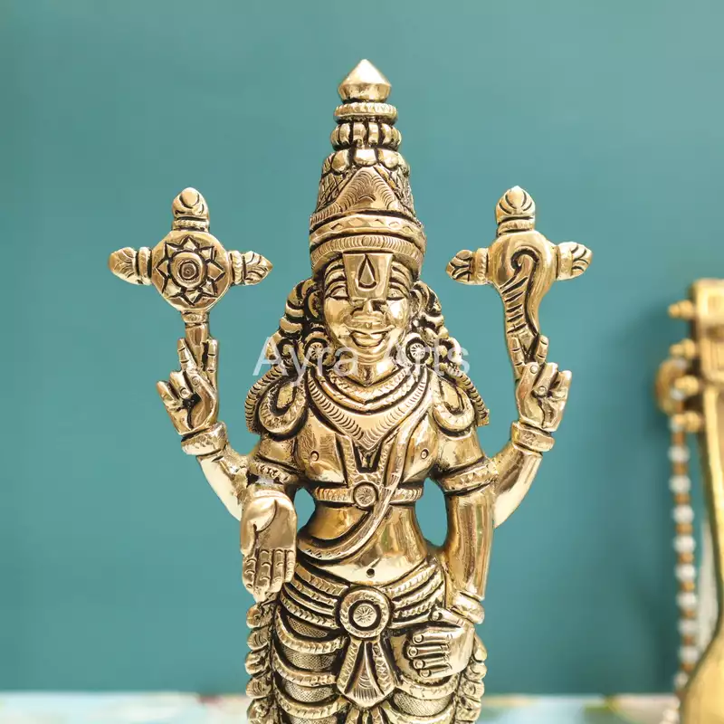 Brass Tirupati Balaji Standing on Lotus Base - 10 Inch Height