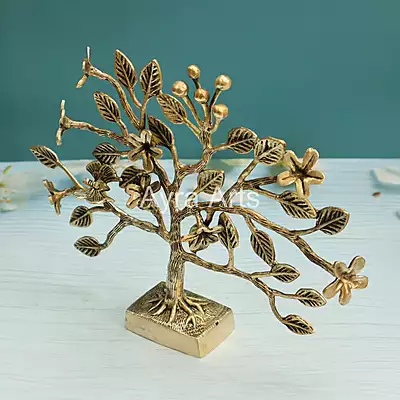 Brass Kalpavriksha Tree of Life Showpiece Table Decor - 9.5 Inch Height Brass Kalpavriksha Tree of Life Showpiece Table Decor - 9.5 Inch Height