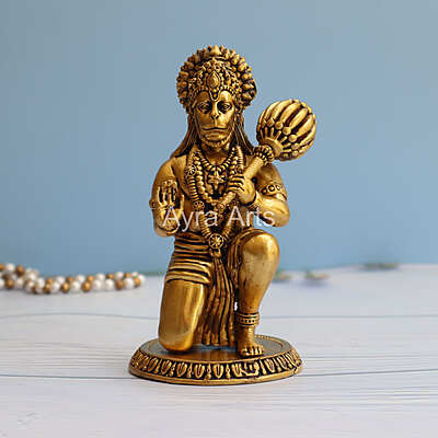 Premium Light Weight Brass Hanuman Idol - 6.5 Inch Height