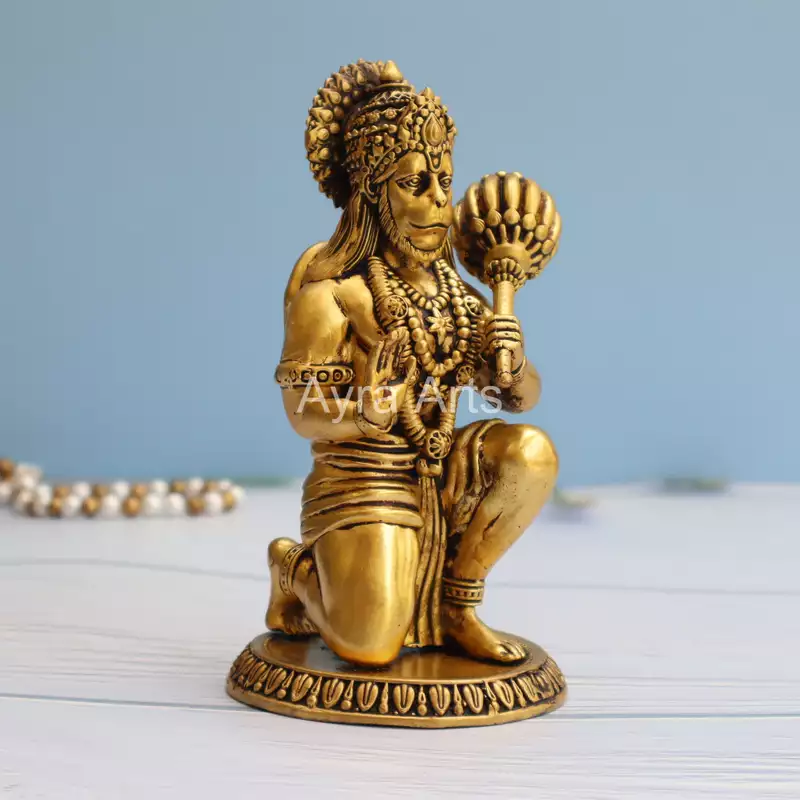 Premium Light Weight Brass Hanuman Idol - 6.5 Inch Height