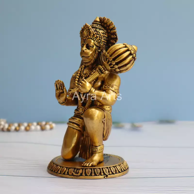 Premium Light Weight Brass Hanuman Idol - 6.5 Inch Height