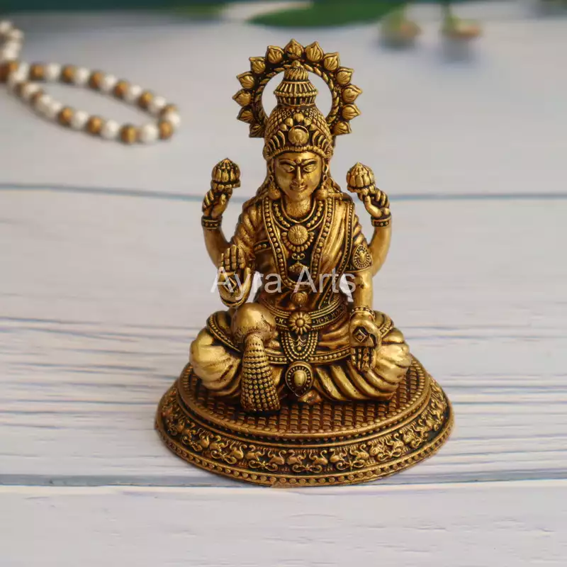 Premium Light Weight Brass Goddess Dhan Lakshmi Idol - 4.5 Inch Height Premium Light Weight Brass Goddess Dhan Lakshmi Idol - 4.5 Inch Height
