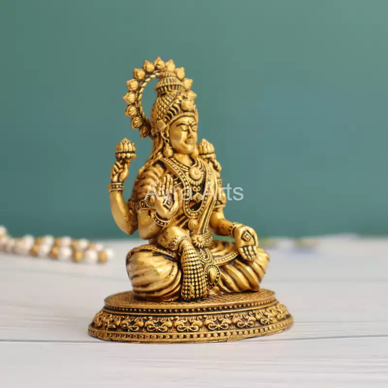 Premium Light Weight Brass Goddess Dhan Lakshmi Idol - 4.5 Inch Height Premium Light Weight Brass Goddess Dhan Lakshmi Idol - 4.5 Inch Height