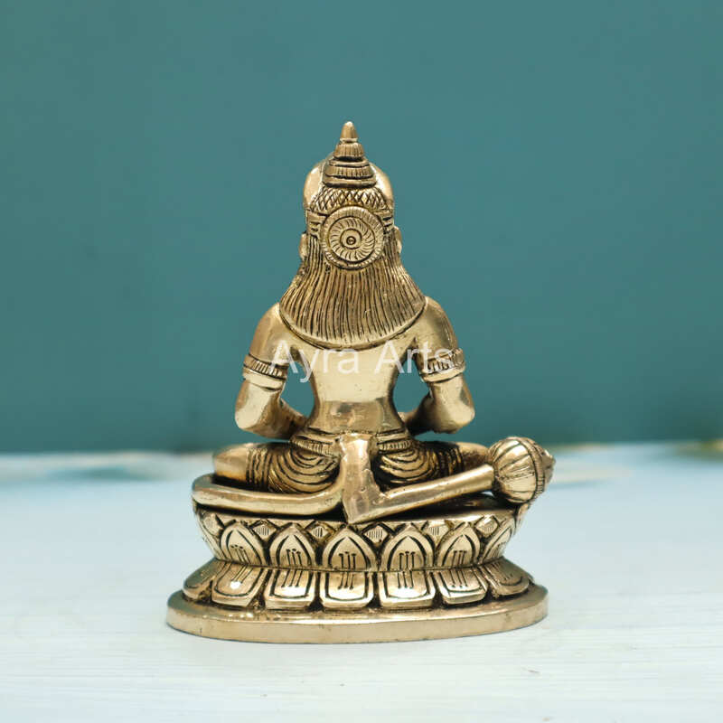 Brass Lord Hanuman Statue in Dhyana Mudra Meditation Statue - 5 Inch Height