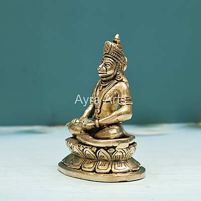 Brass Lord Hanuman Statue in Dhyana Mudra Meditation Statue - 5 Inch Height Brass Lord Hanuman Statue in Dhyana Mudra Meditation Statue - 5 Inch Height