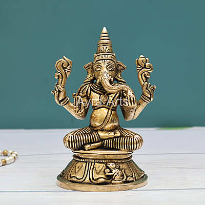 Buy Pure Brass Ganesh Ji Idol - 6 Inch Height