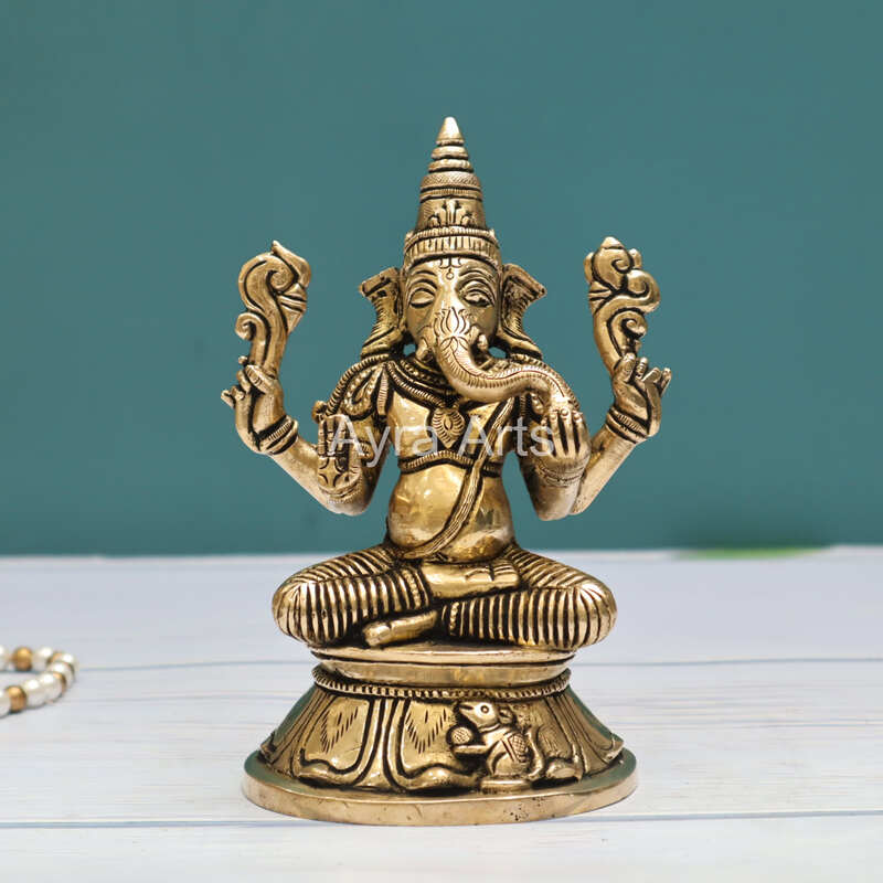 Buy Pure Brass Ganesh Ji Idol - 6 Inch Height