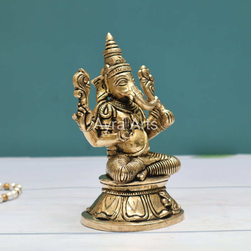 Buy Pure Brass Ganesh Ji Idol - 6 Inch Height