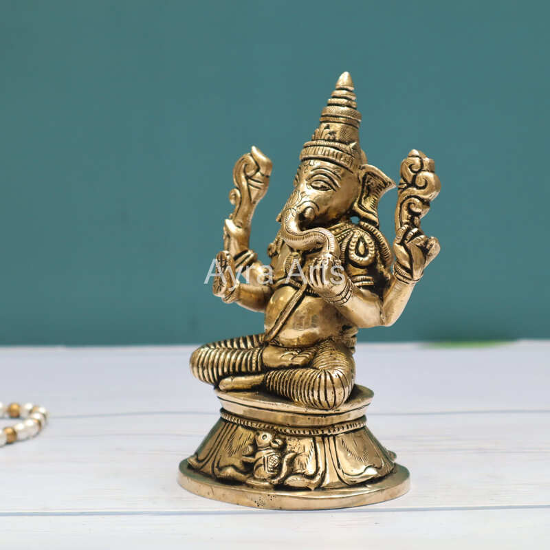 Buy Pure Brass Ganesh Ji Idol - 6 Inch Height